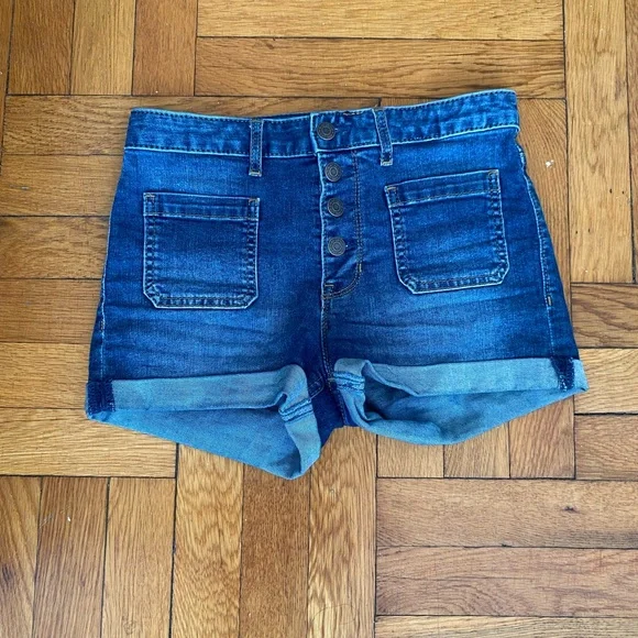 GAP Denim High-Waisted Kids stretch Shorts - Size 14 - Picture 1 of 5